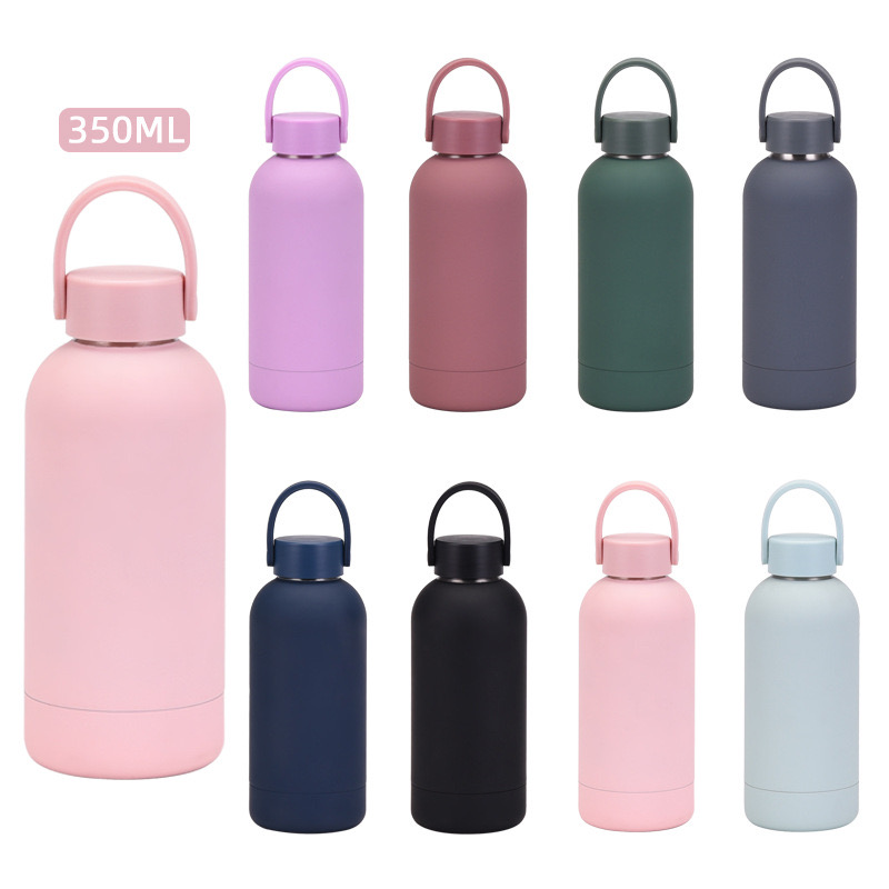 32oz Rubber Coated Vacuum Double Wall Insulated Flask Stainless Steel Sports Water Bottle with Handle Lid 