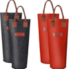 Reusable Felt Single Wine Bottle Gift Bag Felt Wine Carrier Tote Bag with Leather Handle