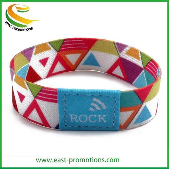 Custom 13.56MHz Wristband UHF RFID Durable Polyester Elastic Fabric RFID Bracelet for Events
