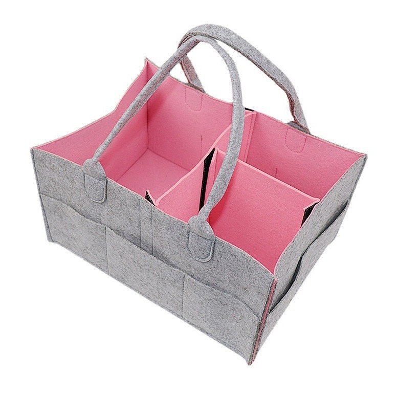 Hot Sales Felt Baby Diaper Caddy Bag Organizer Mummy Storage Bag Nappy Organizer