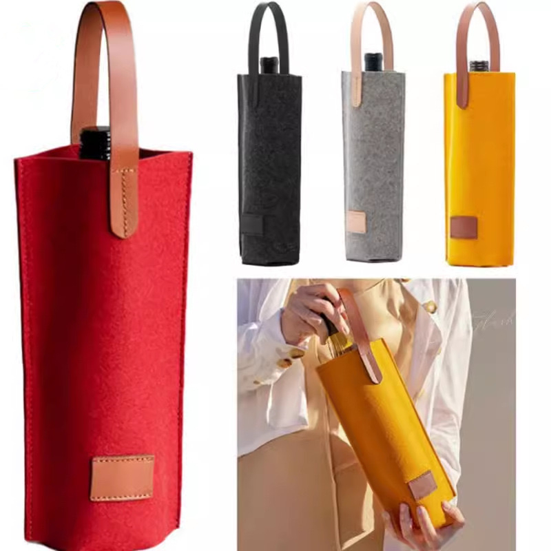 Felt Single Wine Bottle Tote Bag Carrier Bag Wine Cooler Gift for Wine Lovers