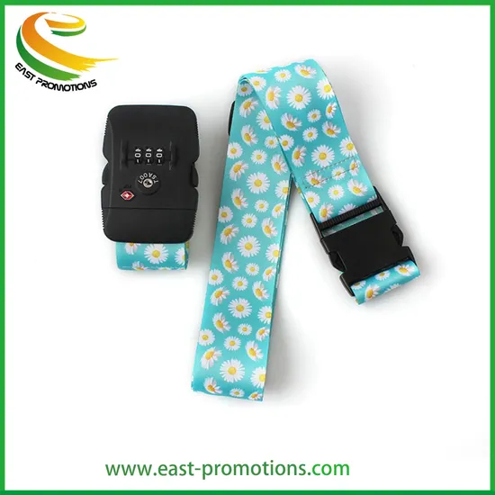 Customized Logo Printed Luggaged Strap with Number Lock, Code Lock Luggage Band