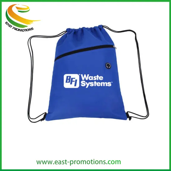 High Quality Drawstring Backpack Bag String Bags with Headphone Jack for Outdoor
