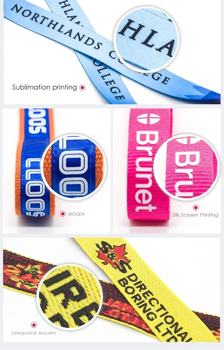 Custom Design RPET Fabric Sublimation Printing Logo Neck Key Chain Nylon Lanyard