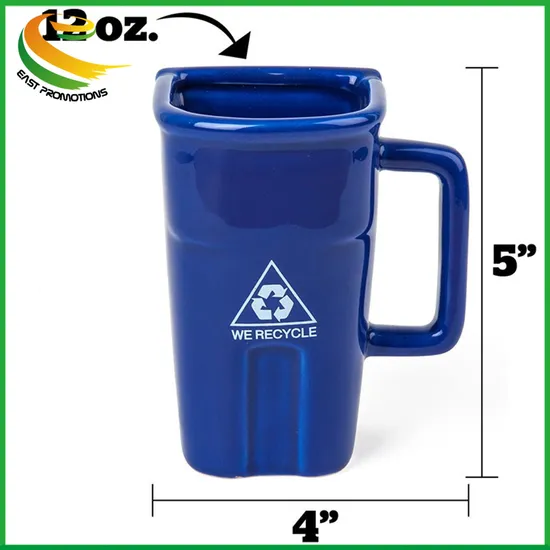 Customized Promotional 12oz 3D Trash Can Design Ceramic Coffee Mug Porcelain Drinking Cups for Gifts
