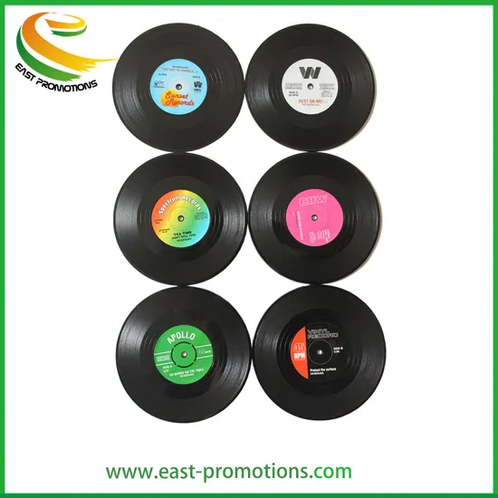 Custom Promotional Cup Coaster Set, Set of 6 CD Drink Coasters for Music Lovers