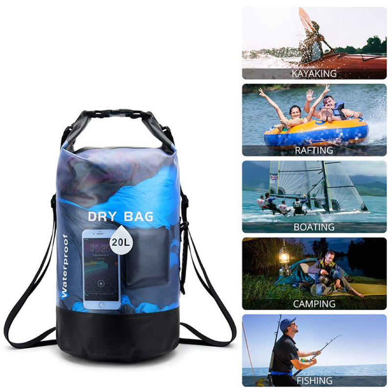 Custom Logo 10l 20l Floating Boating Hiking Outdoor Polyester Pvc Ocean Pack Waterproof Dry Bag
