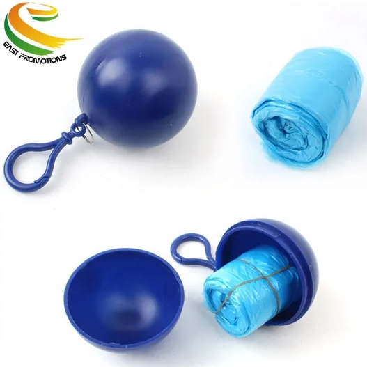 Outdoor Camping Keychain Portable Spherical Case Raincoat Plastic Ball Key Chain Disposable Rain Poncho