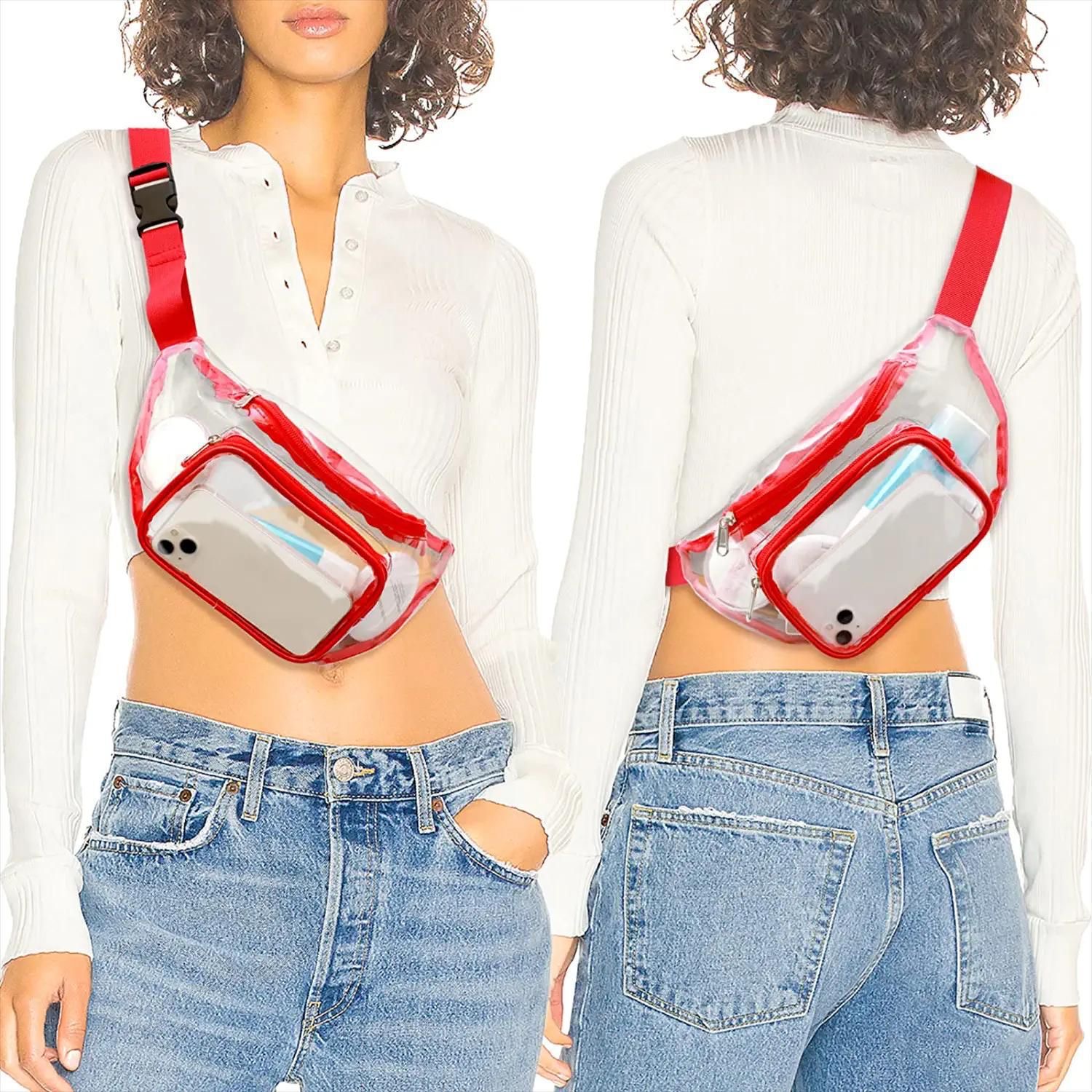 Fashionable Fanny Pack Clear Transparent PVC Waist Belt Bag