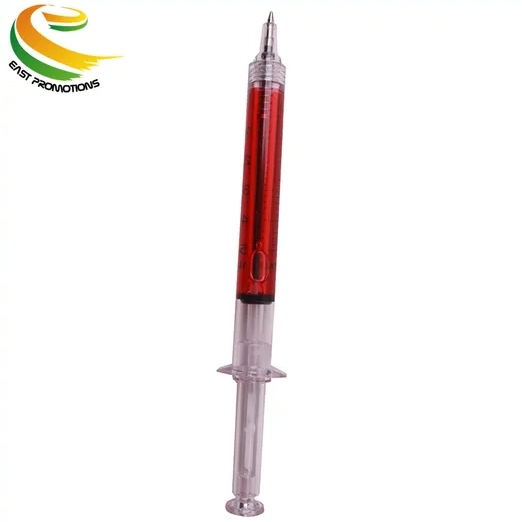 Novelty Promotional Funny Injection Shaped Syringe Ball Pen With Logo Print