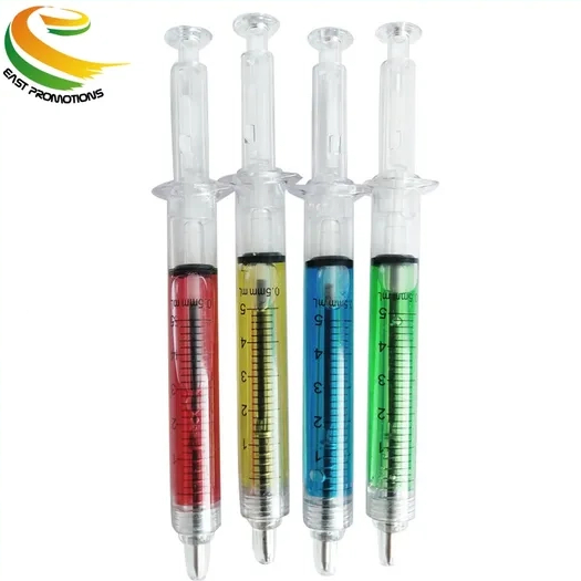 Novelty Promotional Funny Injection Shaped Syringe Ball Pen With Logo Print