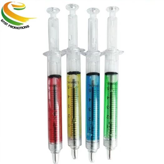 Novelty Promotional Funny Injection Shaped Syringe Ball Pen With Logo Print