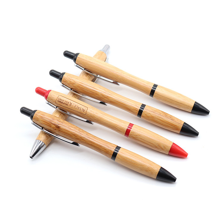 Eco Green Promotional Recyle Bamboo Wood Curvy Viva Ballpoint Pen with Laser Engraved Logo