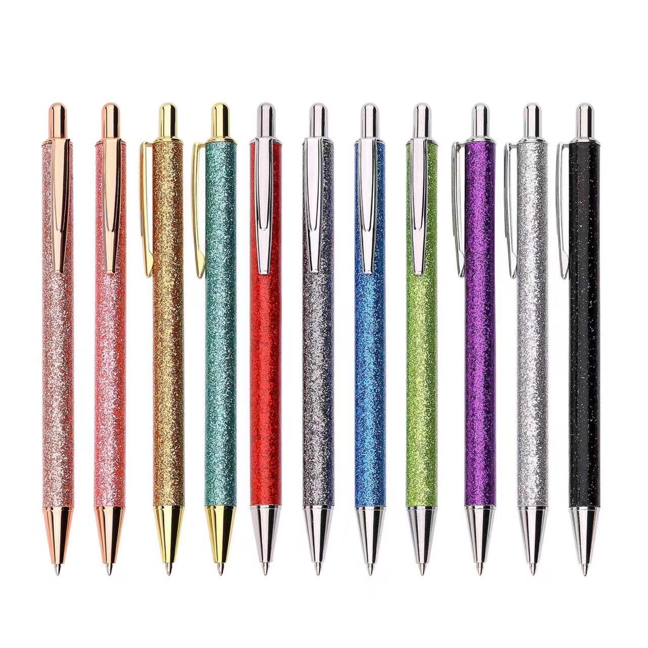 Glitter Sparkly Fancy Inspirational Ballpoint Pen with Retract Pen Pretty Cute Metal Aluminum Pen