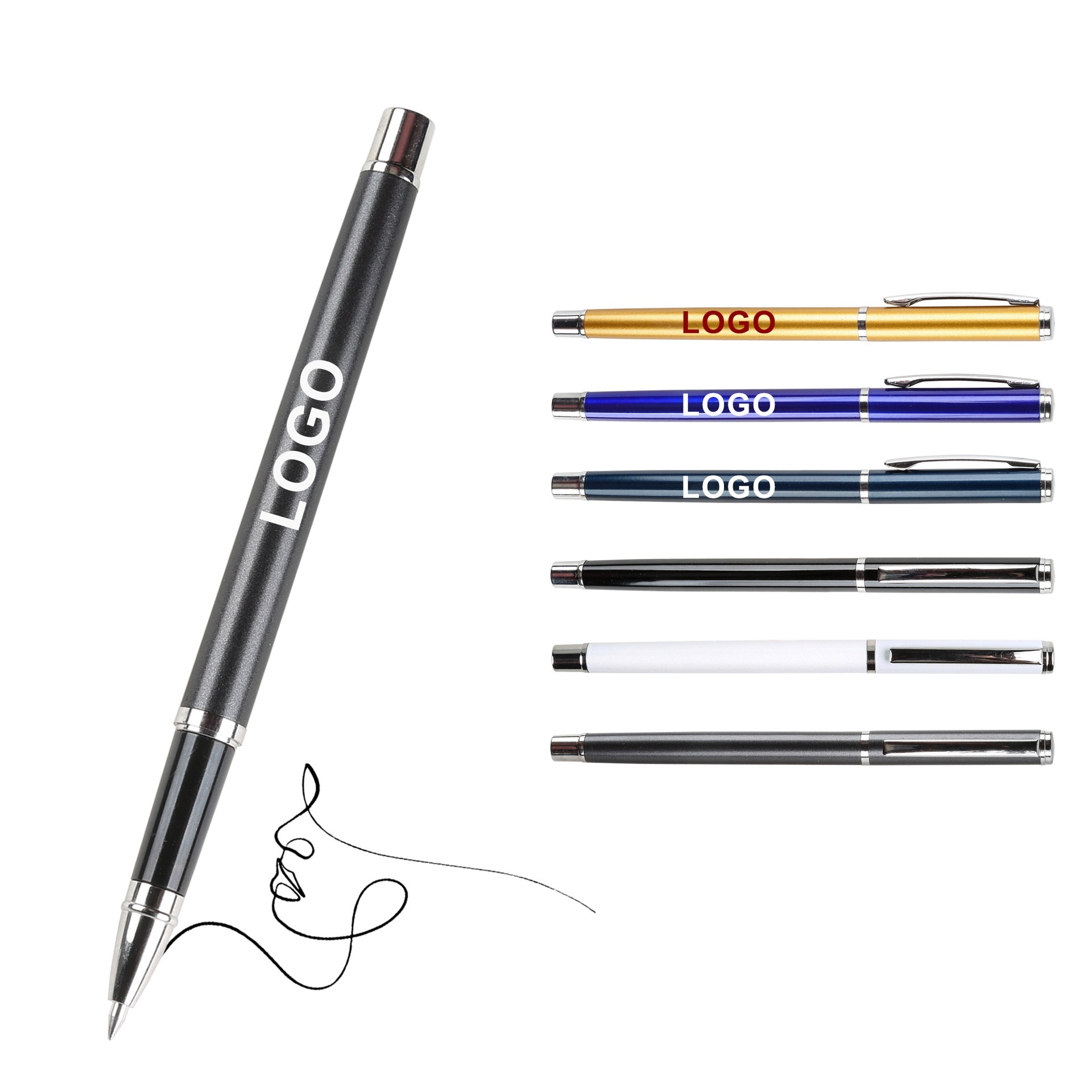 Wholesale Spot Office Stationery Gel Pen Advertising Laser Logo Promotion Metal Business Signature Pen