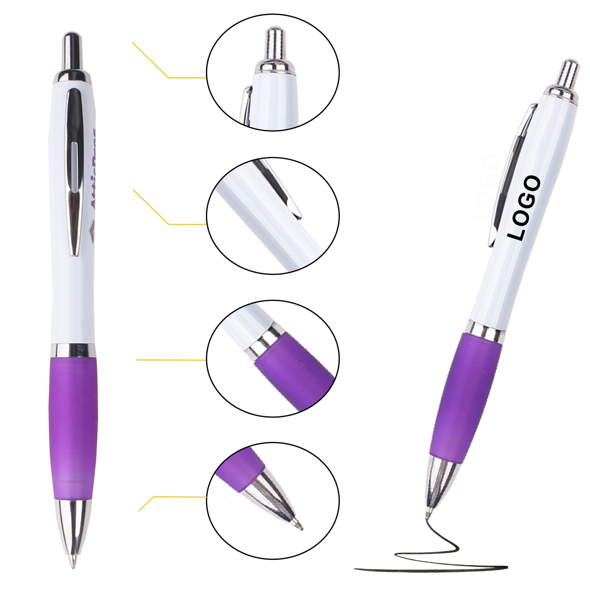 Custom Logo Printed Advertising Promotional Plastic Pressed Ball Pens for Gifts