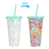 Custom PP Drink Straw Reusable Plastic Cold Color Changing Magic Cup