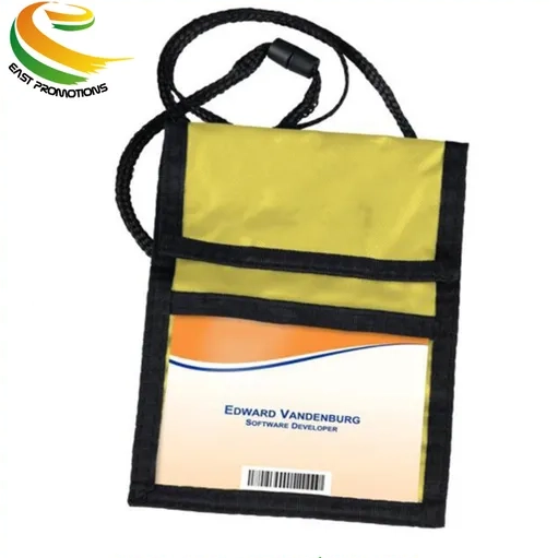 Custom Polyester Badge Neck Wallet Passport Pouch Wallet with Pen Holder