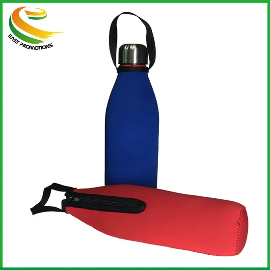 Multicolor Neoprene Insulated Beer Wine Bottle Cover with Handle and Zipper