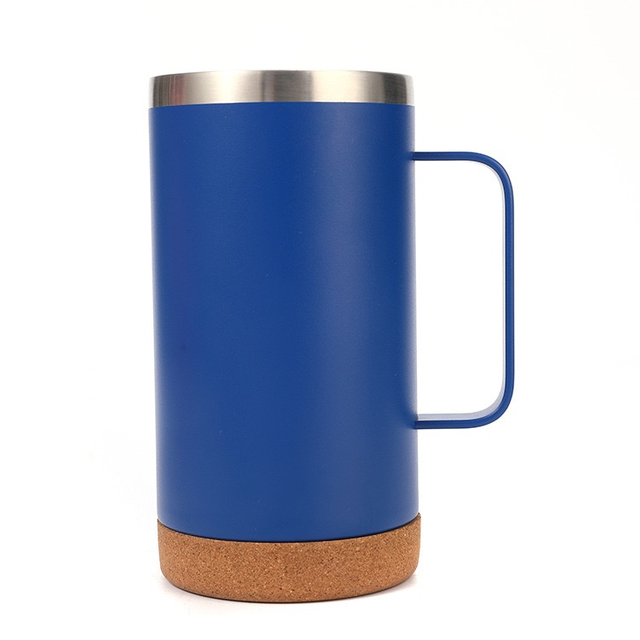 12oz 16oz Slim Stainless Steel Cork Bottom Wood Travel Coffee Tumbler Matte Black Mug With Sliding Lock Lid 