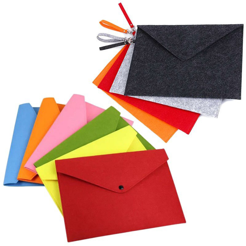 Factory Supply Felt File Pocket Envelope Pouch A4 Felt Document Bag