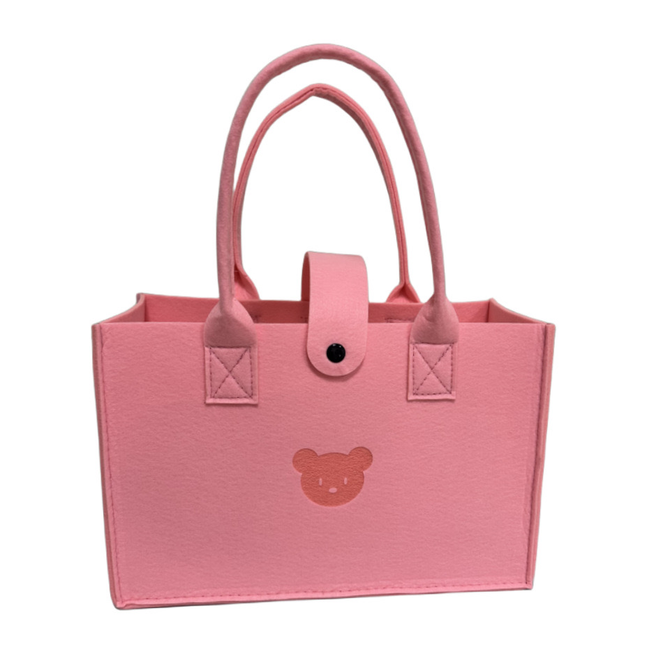 Wholesale Felt Hand Bag Felt Tote Shopping Bag with Button Closure 