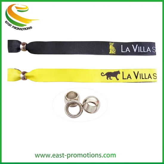 Custom RPET Wristbands Festival Fabric Woven Wristbands with One-off Plastic Slide Lock