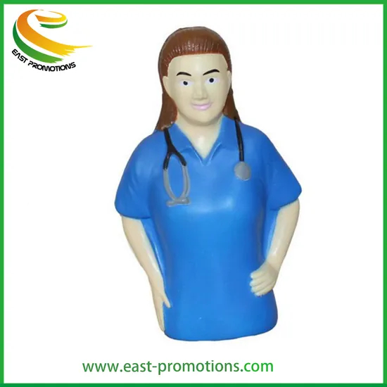 Customized Logo Printed PU Doctor Shape Squeeze Stress Toy, Nurse Stress Balls for Gifts