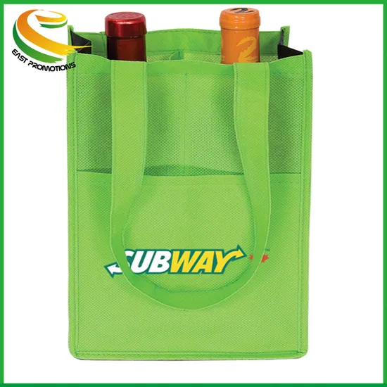Custom Printed Reusable Skillful Durable 2 4 6 Bottles Recyclable Non Woven Wine Bottle Bag, Multi Beer Bottle Tote Bag