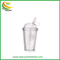 Wholesale Custom BPA Free 11oz 15oz 18oz Double Wall Clear Plastic Water Drinking Coffee Cup with Pet/PVC/Paper Insert Card