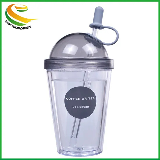 Creative Promotion Gift Juice Coffee Straw Clear Plastic Cup