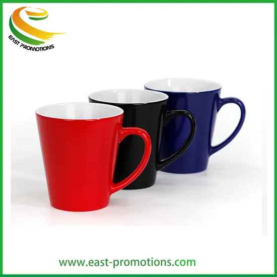 Wholesale Cheap 12oz Colored Tapered Porcelain Mug Ceramic Cup with Logo Printing for Promotional Gifts