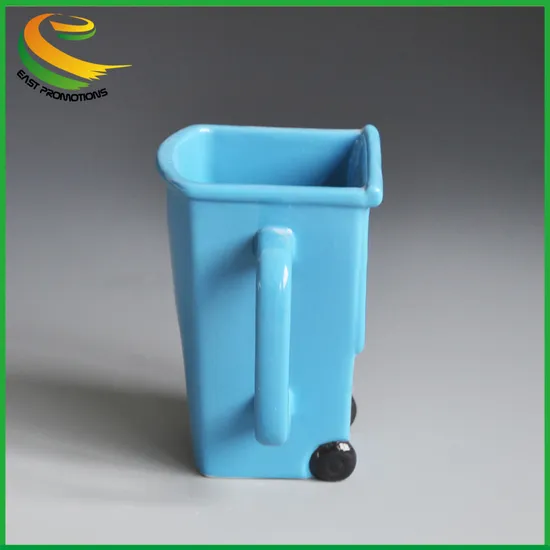 Customized Promotional 12oz 3D Trash Can Design Ceramic Coffee Mug Porcelain Drinking Cups for Gifts