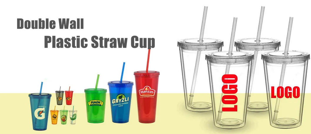 Factory Customized 16oz Double Wall Acrylic Tumbler Clear Plastic Cup with Lid and Straw