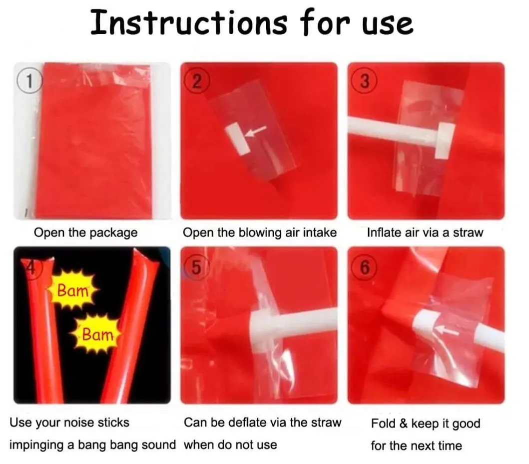 Custom LED Flashing PE Inflatable Clappers Cheering Stick with Light Lighting