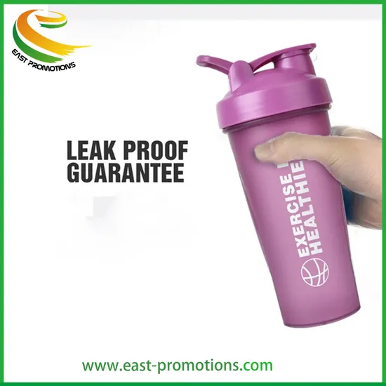 Custom Promotional 600ml Plastic Sports Drinking Water Bottle Gym Protein Shaker Bottle with Mixer Ball