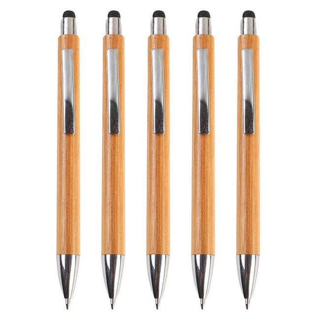 Custom Logo Laser Engrave Bamboo Pen Ballpoint Touch Screen Pen for Gifts