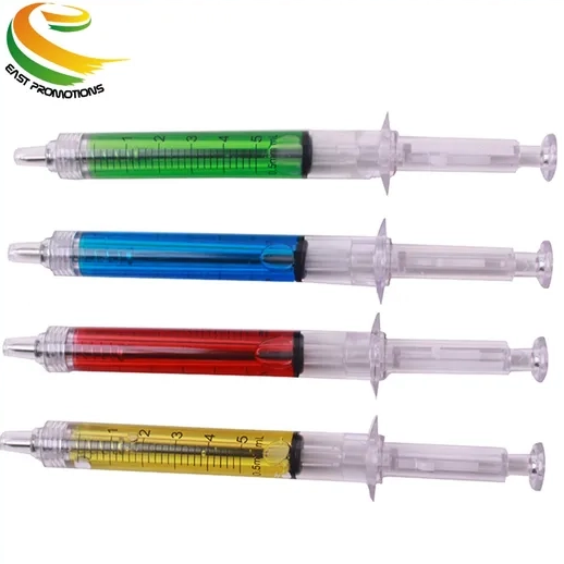 Novelty Promotional Funny Injection Shaped Syringe Ball Pen With Logo Print
