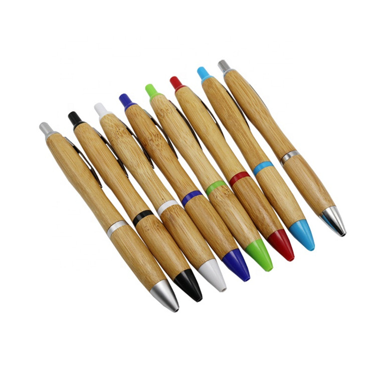 Eco Green Promotional Recyle Bamboo Wood Curvy Viva Ballpoint Pen with Laser Engraved Logo