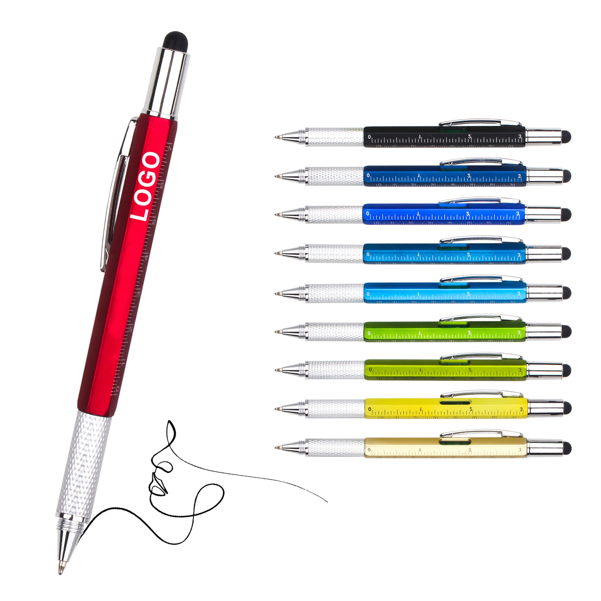 Manufacturer Wholesale 6 in 1 Multifunctional Tools Pen Touch Screwdriver Carving Scale Plastic Ballpoint Pen