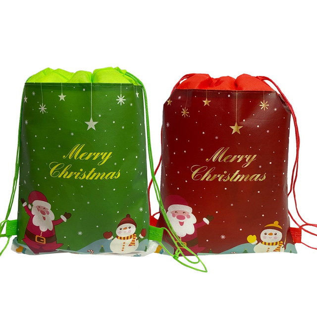 Customized Non Woven Drawstring Christmas Gifts Packaging Bags
