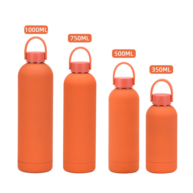 32oz Rubber Coated Vacuum Double Wall Insulated Flask Stainless Steel Sports Water Bottle with Handle Lid 
