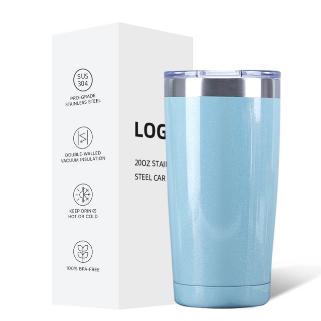 Custom Logo 20 Oz Stainless Steel Vacuum Insulated Tumbler with Slide Lid for Travel