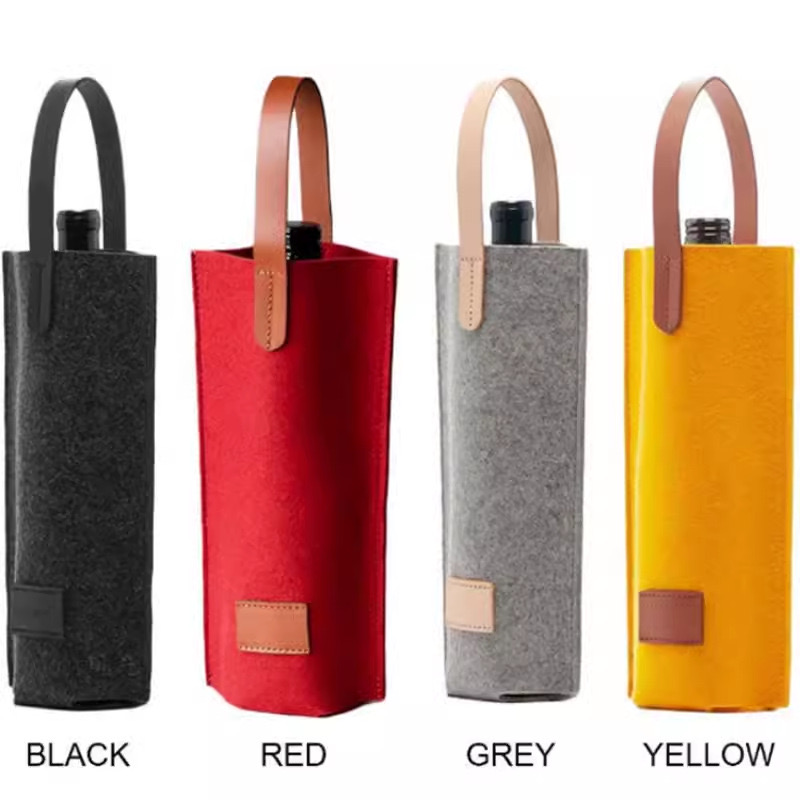 Felt Single Wine Bottle Tote Bag Carrier Bag Wine Cooler Gift for Wine Lovers