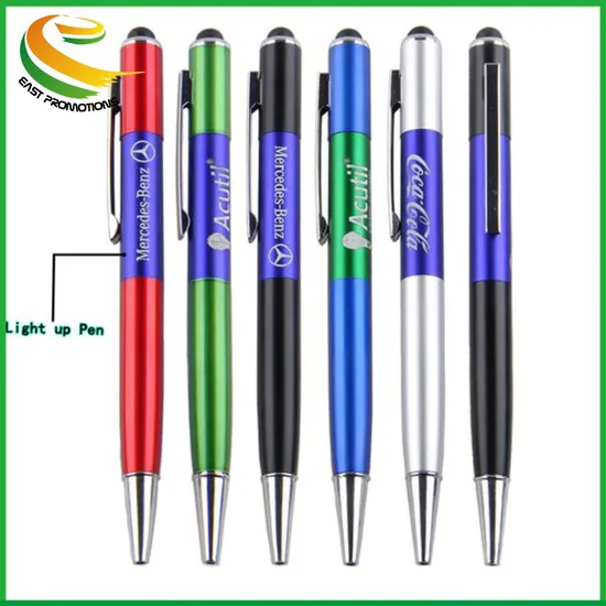 Custom Promotional LED Logo Light up Pen Stylus Touch Pens for Office Stationery