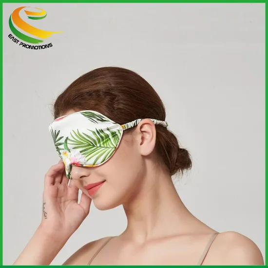 Custom Logo Printing Silk Satin Sleep Eye Shade Eye Mask Sleeping Mask for Hotel Gifts