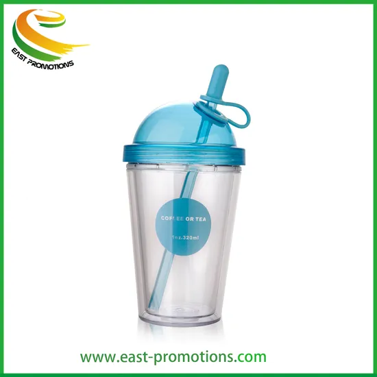 Wholesale Custom BPA Free 11oz 15oz 18oz Double Wall Clear Plastic Water Drinking Coffee Cup with Pet/PVC/Paper Insert Card