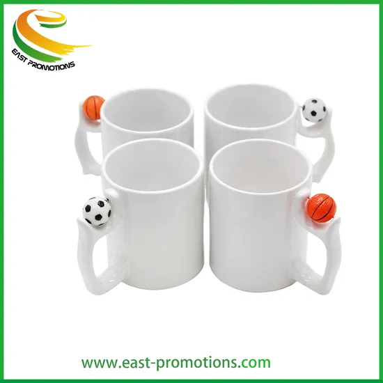 Hot Sale Design 11oz Blank Ceramic Sublimation Mug Cups with Swivel Football Handle