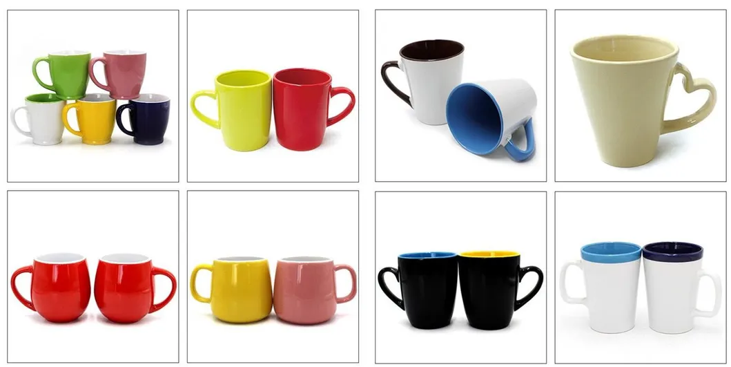 Factory Custom Printing Fashion Design Porcelain Ceramic Mug Heart Handle Love Mugs for Valentine&prime; S Day Gifts