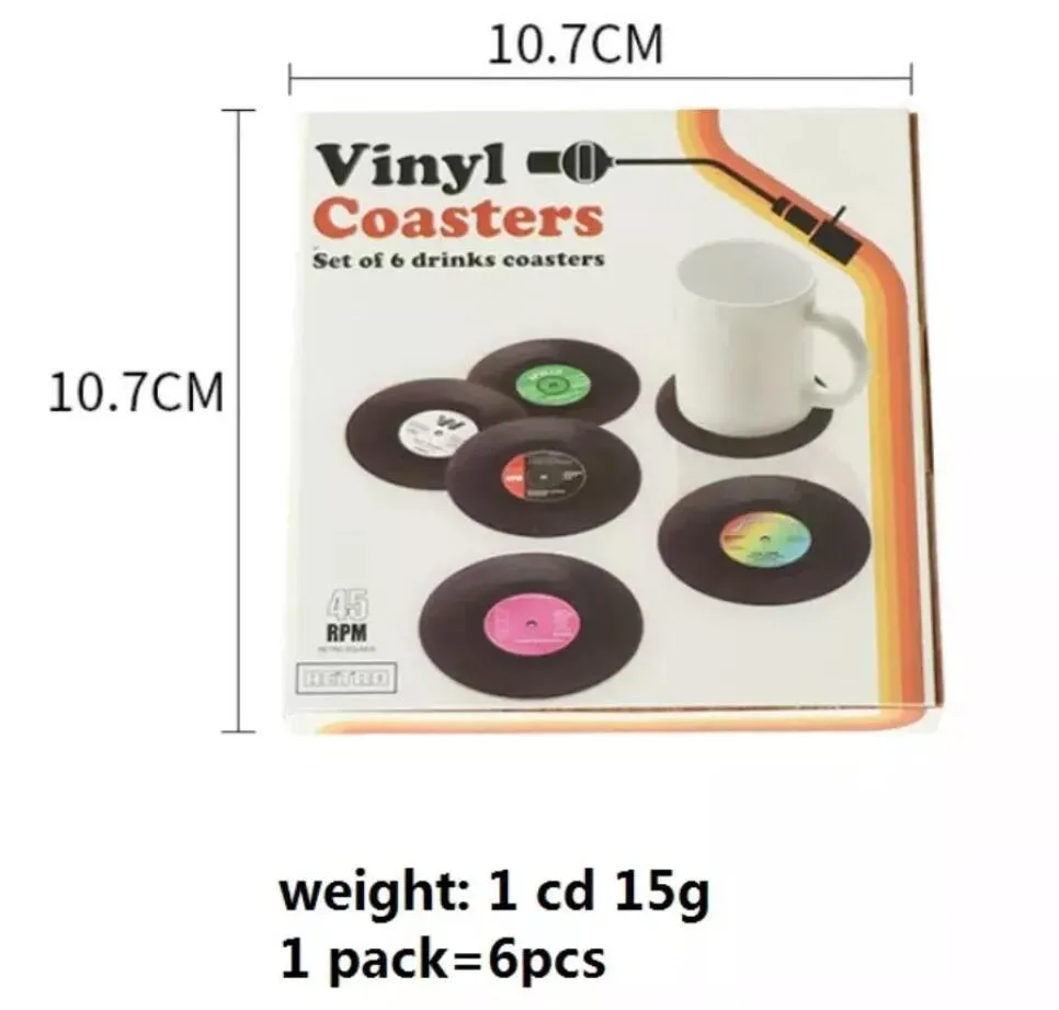 Custom Promotional Cup Coaster Set, Set of 6 CD Drink Coasters for Music Lovers